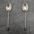 1933 British vintage pair of sterling silver demitasse spoons with enamel decoration